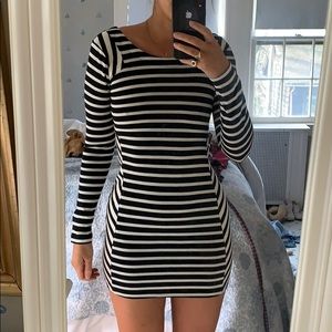 Lucca Couture B&W Striped long sleeved dress